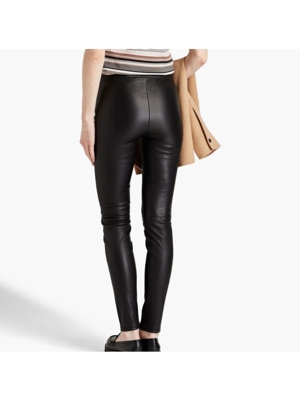 Theory Thaniel Bristol Black Lamb Leather Slim Leg Pants Size 4